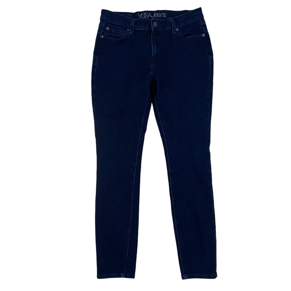 Yoga jeans high rise waist skinny blue stretchy soft recycled material denim 27